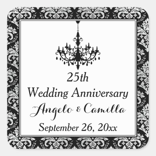 ブラック・シルバー・ダマスク25周年記念ステッカー スクエアシール (正面)