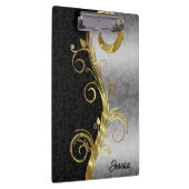 ブラック&シルバー・ダマスク クリップボード (右)