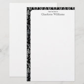ブラック&シルバー・ダマスク 便箋 (正面/裏面)