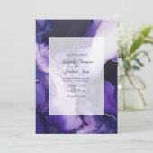 ブラック、シルバー、ダークパープルのアルコールイン結婚ズ 招待状 (スタンド正面)