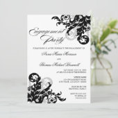 ブラック&シルバー・フローリッシュ婚約パーティ 招待状 (スタンド正面)