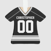 ブラック/シルバー/ホワイトカスタムホッケージャージー オーナメント (裏面)