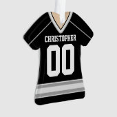 ブラック/シルバー/ホワイトカスタムホッケージャージー オーナメント (正面)