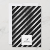 ブラック シルバー ホワイト フラワーモチーフ 25周年 結婚記念日 招待状 (裏面)