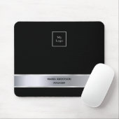 ブラック・シルバー・ミニマルモダンリスト マウスパッド (マウス)