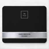ブラック・シルバー・ミニマルモダンリスト マウスパッド (正面)