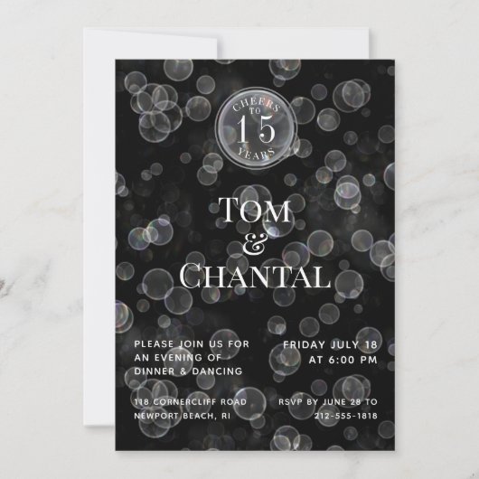 ブラック&シルバー《写真》ぼけ味記念日パーティの招待状 招待状 (正面)