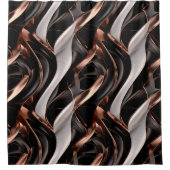 ブラック、シルバー、銅の抽象芸術3D効果 シャワーカーテン (正面)