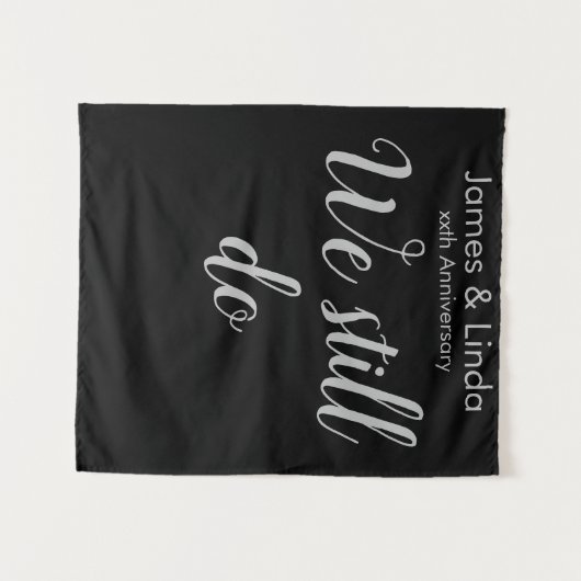 ブラック&シルバー 25周年記念 フォトブース 背景 タペストリー (正面(横))