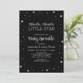 ブラック&シルバー | Twinkle Little Star Baby Shower 招待状 (スタンド正面)