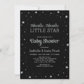 ブラック&シルバー | Twinkle Little Star Baby Shower 招待状 (正面)