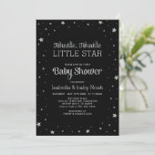 ブラック&シルバー | Twinkle Little Star Baby Shower 招待状 (スタンド正面)