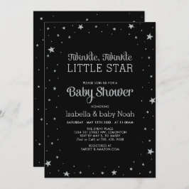 ブラック&シルバー | Twinkle Little Star Baby Shower 招待状