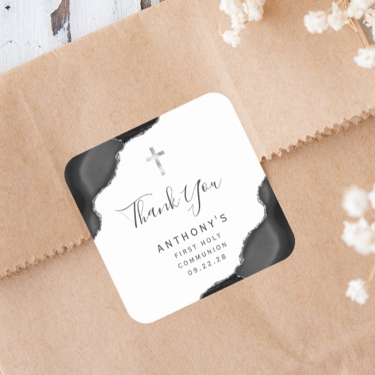 ブラック・シルバーAgate最初の聖なる聖餐式 スクエアシール