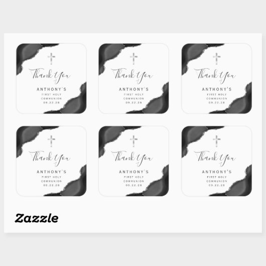 ブラック・シルバーAgate最初の聖なる聖餐式 スクエアシール (シート)