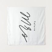 ブラック シンプル エレガント テキスト フューチャー MRs ブライズ シャワー タペストリー (正面(横))