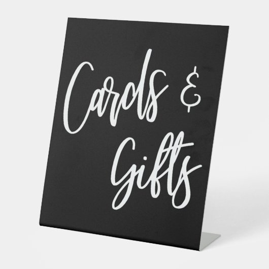 ブラック シンプル カジュアル 手書き Cards & Gifts 台座サイン (正面)