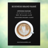 ブラック シンプル コーヒー カップ ビジネス 営業時間 ショップ ウィンドウサイン (シート3)