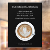 ブラック シンプル コーヒー カップ ビジネス 営業時間 ショップ ウィンドウサイン (シート2)