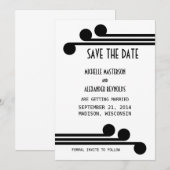 ブラック シンプル デコ Chic Save the Date 招待状 (正面/裏面)