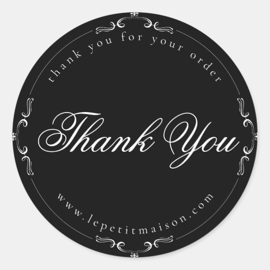 ブラック・シンプル・ヴィンテージ・フェロッシュ・ザンキュー ラウンドシール (正面)