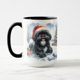 ブラック・シーズー、雪の中をダッシュ！ クリスマスマグ マグカップ