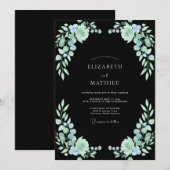 ブラック＋シー＋フォウム＋サキュレント＋ユーカリの結婚式 招待状 (正面/裏面)
