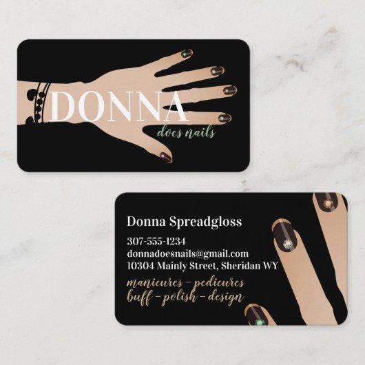 ブラック·ジェムズ·グラム·ネイルアーティスト·マニキュアサロン 名刺 (正面/裏面)