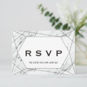ブラック ジオメトリック マーブル 曲リクエスト RSVP カード (スタンド正面)