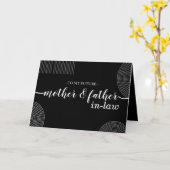 ブラック ジオメトリック 新しい親の母と父の結婚 カード (黄色い花)