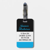 ブラック、スカイブルーモノグラム、パーソナライズ ラゲッジタグ (裏面縦)
