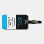 ブラック、スカイブルーモノグラム、パーソナライズ ラゲッジタグ (裏面横)