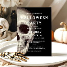 ブラック スカル ハロウィン インビテーション