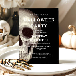 ブラック スカル ハロウィン インビテーション