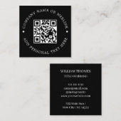 ブラック スクエア QR モダン ビジネス アイデンティティ スクエア名刺 (正面/裏面)