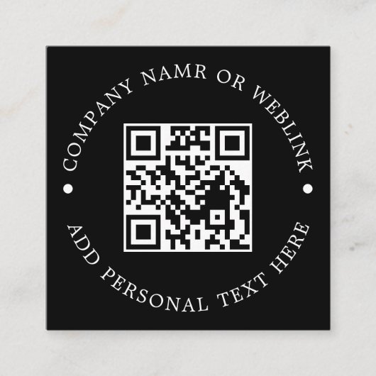 ブラック スクエア QR モダン ビジネス アイデンティティ スクエア名刺 (正面)