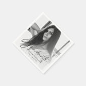 ブラック |スクリスタイリッシュプト写真の卒業 スタンダードカクテルナプキン (角)