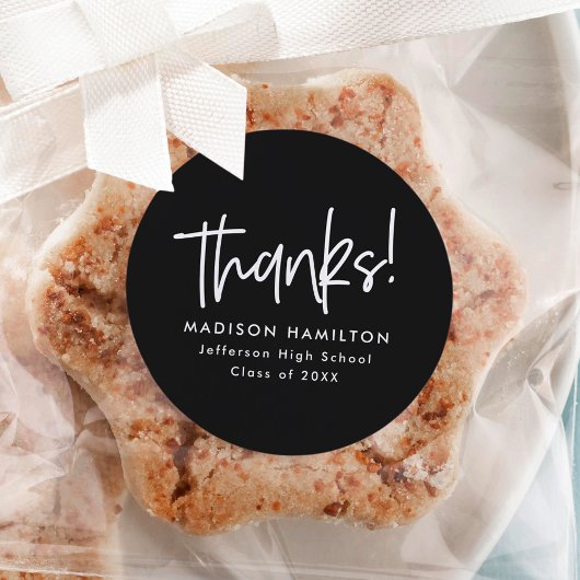 ブラック |スクリプト名門私立校風のの卒業式に感謝 ラウンドシール