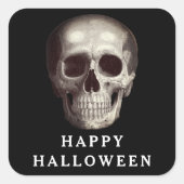 ブラック スケアリー スカル 大人 ハロウィン スクエアシール (正面)
