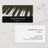 ブラック&スタイリッシュホワイトのピアノ鍵写真 名刺 (正面/裏面)