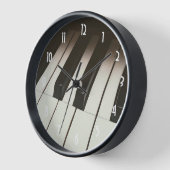 ブラック&スタイリッシュホワイトのピアノ鍵写真 壁時計 (傾斜)
