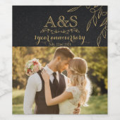 ブラック&スタイリッシュ金ゴールドアニバーサリーワインボトルラベル ワインラベル (シングルラベル)