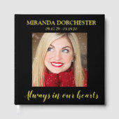 ブラック&スタイリッシュ金ゴールドフォト葬儀 ゲストブック (正面)