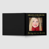 ブラック&スタイリッシュ金ゴールドフォト葬儀 ゲストブック (全面)