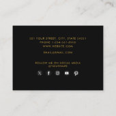 ブラック&スタイリッシュ金ゴールドモノグラムソーシャルメディアのアイコン 名刺 (裏面)