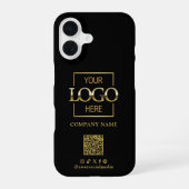 ブラック スタイリッシュ ミニマリスト ビジネス ロゴ & QRコード iPhone 16ケース (裏面)