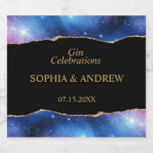 ブラック&スターブルー金ゴールド結婚の酒類ボトルラベル リキュールボトルラベル (シングルラベル)