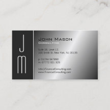 ブラック&スチールモノグラムプロフェッショナル名刺