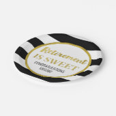 ブラック·ストライプ金ゴールド·紙吹雪退職は魅力的 ペーパープレート (アングル)