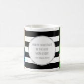 ブラック·ストライプ·シルバー·フォト·最高のマム·クリスマス コーヒーマグカップ (中央)
